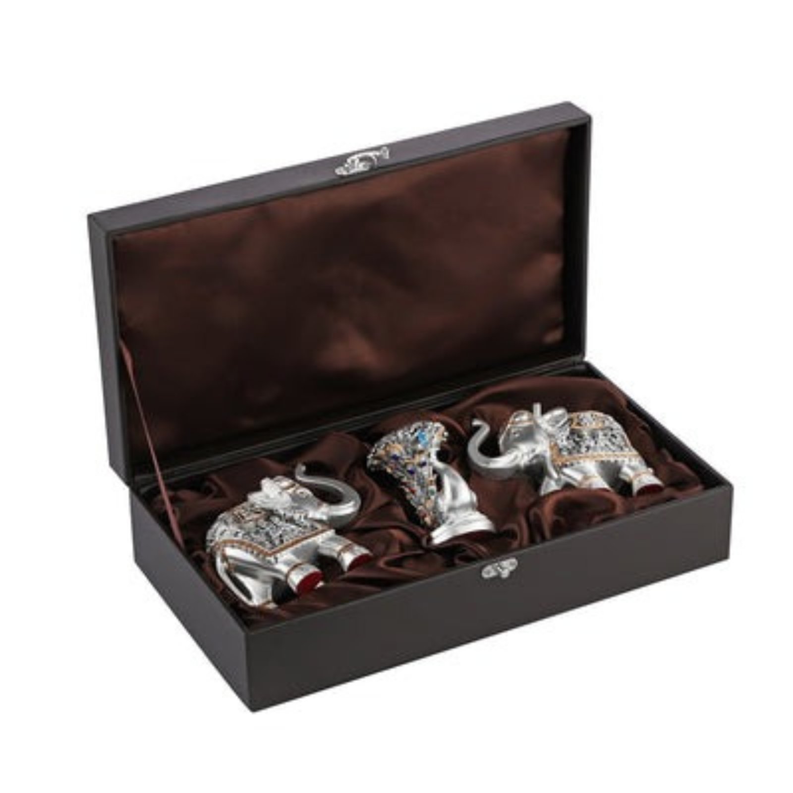 Set of 2 Silver Elephant Medium (9.5cm)