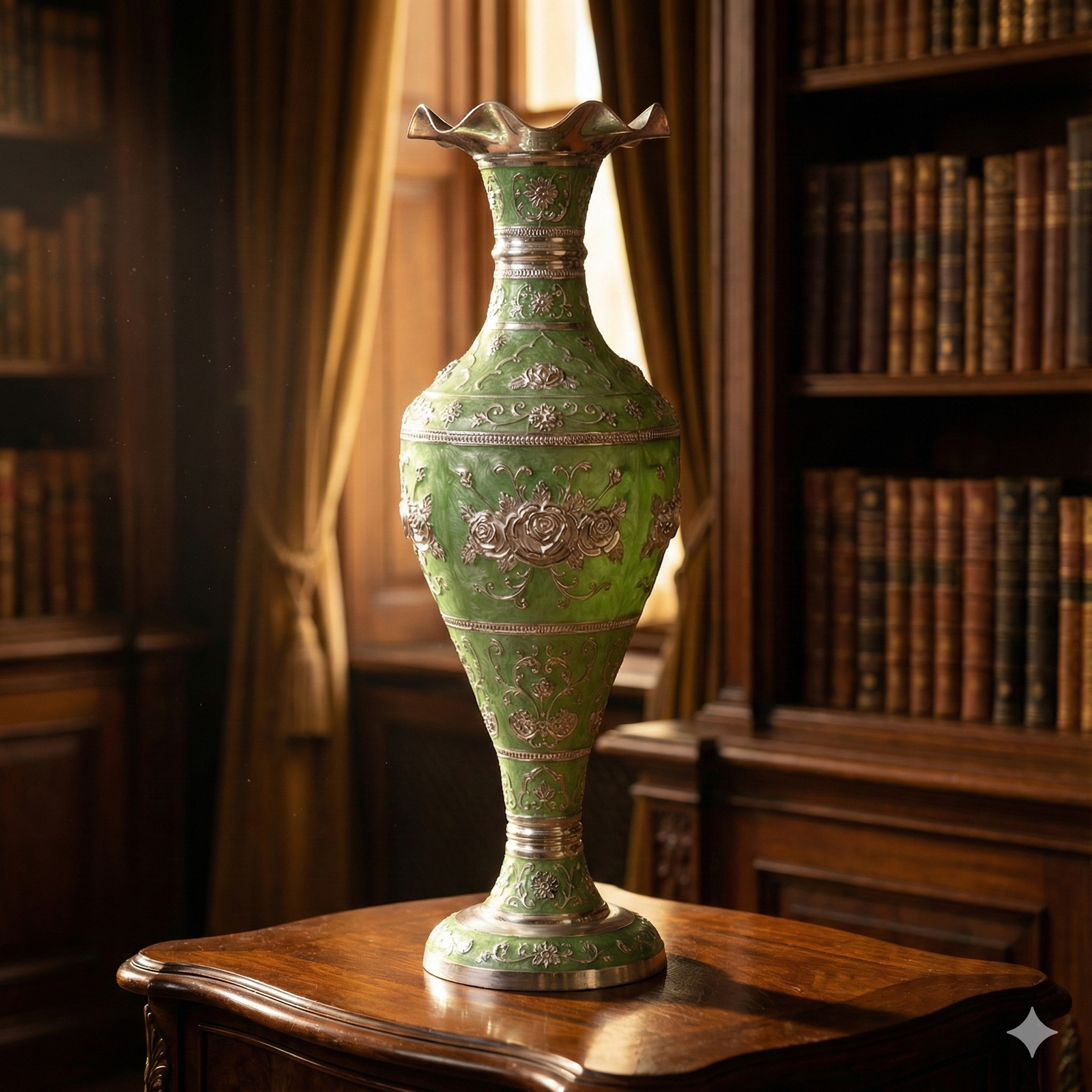 Silver vase (green)