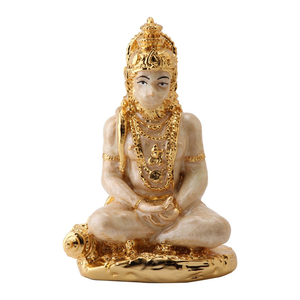 Pearl White Sitting Hanuman Medium